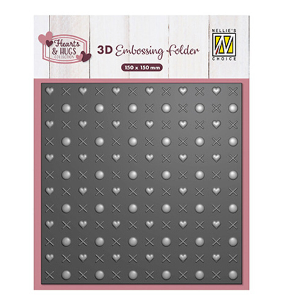 Nellie Snellen 3D Embossing Folder Hugs & Kisses (EF3D0107)