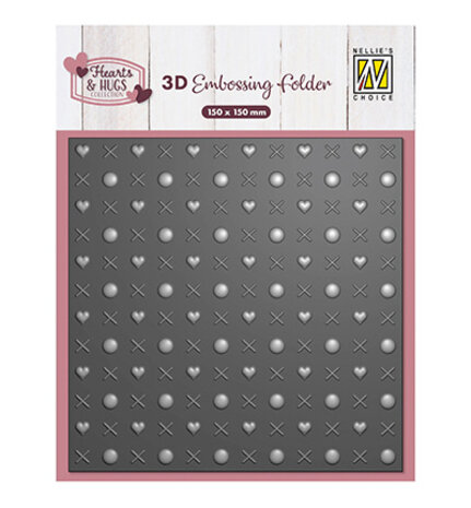 Nellie Snellen 3D Embossing Folder Hugs & Kisses (EF3D0107)