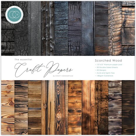 Craft Consortium Essential Craft Papers 12x12 Inch Paper Pad Scorched Wood (CCEPAD034) Craft Consortium Essential Craft Papers 12x12 Inch Paper Pad Scorched Wood (CCEPAD034)