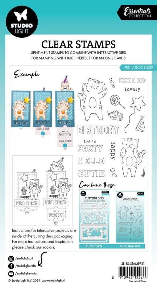 Studio Light Essentials Clear Stamps Peek A Boo Slider (SL-ES-STAMP761) Studio Light Essentials Clear Stamps Peek A Boo Slider (SL-ES-STAMP761)