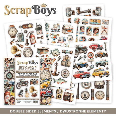 ScrapBoys Men's World 6x6 Inch Pop Up Paper Pad (SB-MEWO-01) ScrapBoys Men's World 6x6 Inch Pop Up Paper Pad (SB-MEWO-01)