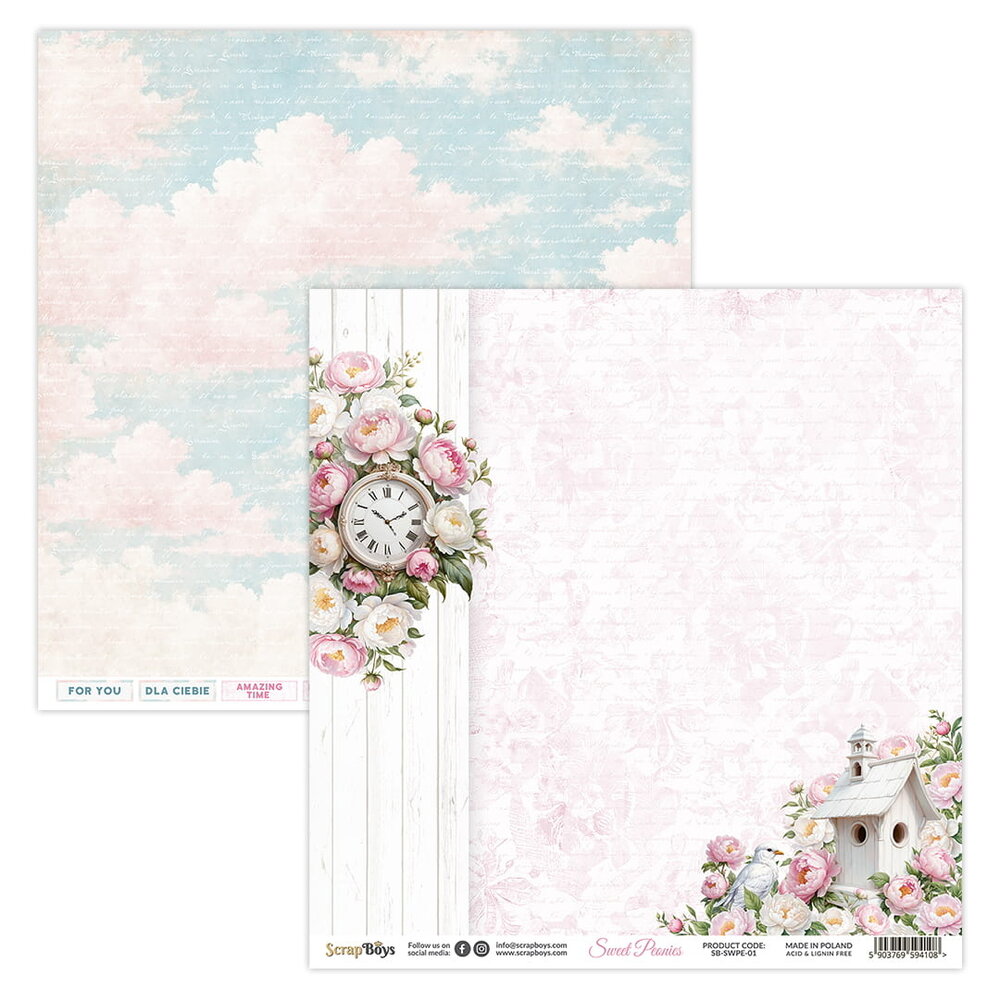 ScrapBoys Sweet Peonies 8x8 Inch Paper Pad (SB-SWPE-10) ScrapBoys Sweet Peonies 8x8 Inch Paper Pad (SB-SWPE-10)