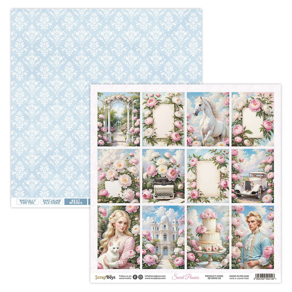 ScrapBoys Sweet Peonies 8x8 Inch Paper Pad (SB-SWPE-10) ScrapBoys Sweet Peonies 8x8 Inch Paper Pad (SB-SWPE-10)