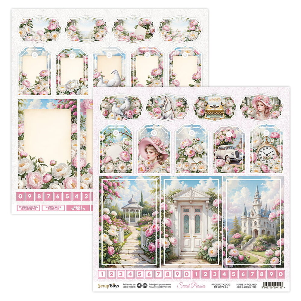 ScrapBoys Sweet Peonies 8x8 Inch Paper Pad (SB-SWPE-10) ScrapBoys Sweet Peonies 8x8 Inch Paper Pad (SB-SWPE-10)