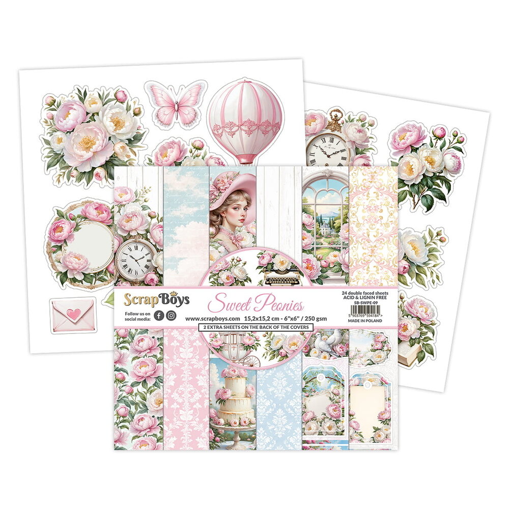 ScrapBoys Sweet Peonies 6x6 Inch Paper Pad (SB-SWPE-09) ScrapBoys Sweet Peonies 6x6 Inch Paper Pad (SB-SWPE-09)
