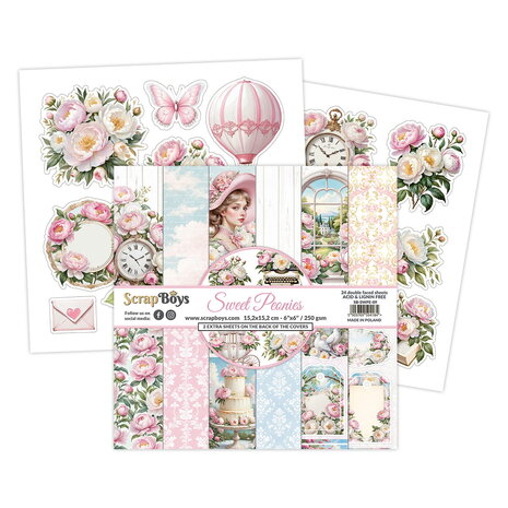 ScrapBoys Sweet Peonies 6x6 Inch Paper Pad (SB-SWPE-09) ScrapBoys Sweet Peonies 6x6 Inch Paper Pad (SB-SWPE-09)