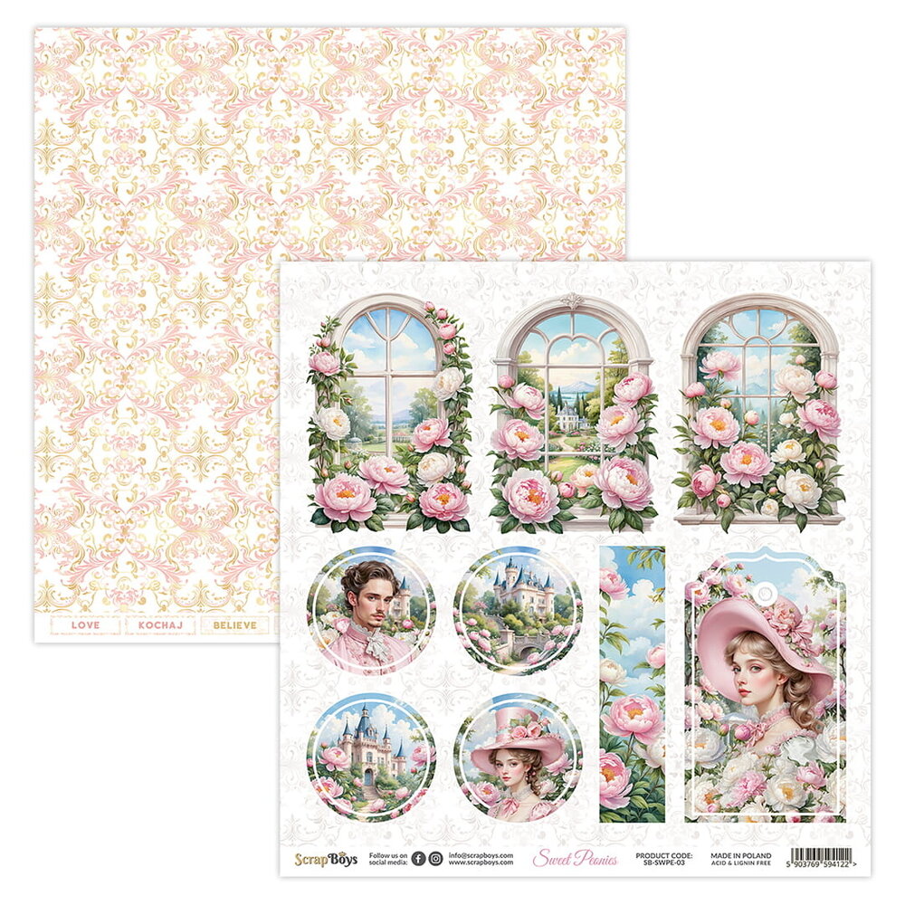 ScrapBoys Sweet Peonies 6x6 Inch Paper Pad (SB-SWPE-09) ScrapBoys Sweet Peonies 6x6 Inch Paper Pad (SB-SWPE-09)