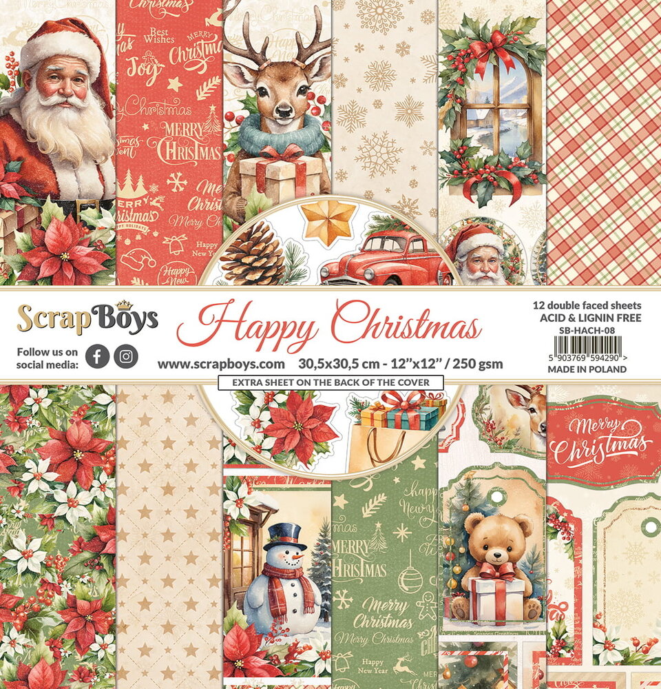 ScrapBoys Happy Christmas 12x12 Inch Paper Pad (SB-HACH-08) ScrapBoys Happy Christmas 12x12 Inch Paper Pad (SB-HACH-08)