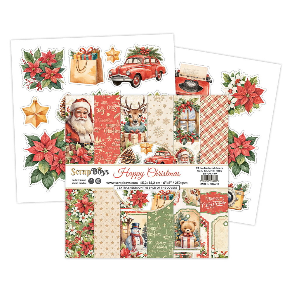 ScrapBoys Happy Christmas 6x6 Inch Paper Pad (SB-HACH-09)