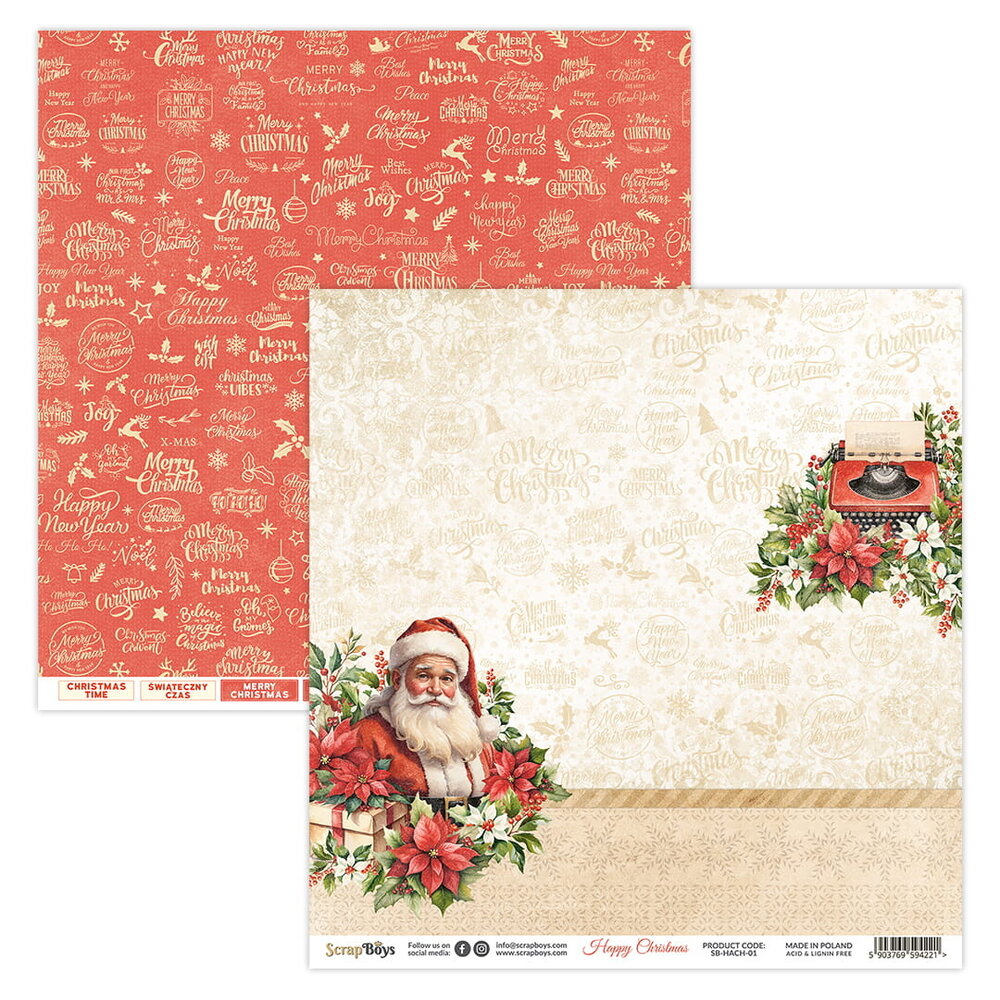 ScrapBoys Happy Christmas 6x6 Inch Paper Pad (SB-HACH-09)