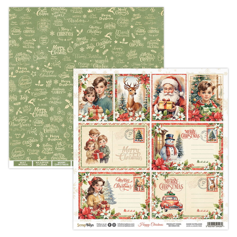 ScrapBoys Happy Christmas 6x6 Inch Paper Pad (SB-HACH-09)