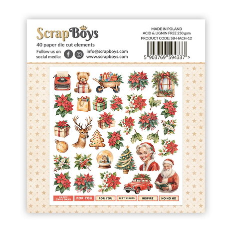 ScrapBoys Happy Christmas Double Sided Die Cut Elements (SB-HACH-12) ScrapBoys Happy Christmas Double Sided Die Cut Elements (SB-HACH-12)