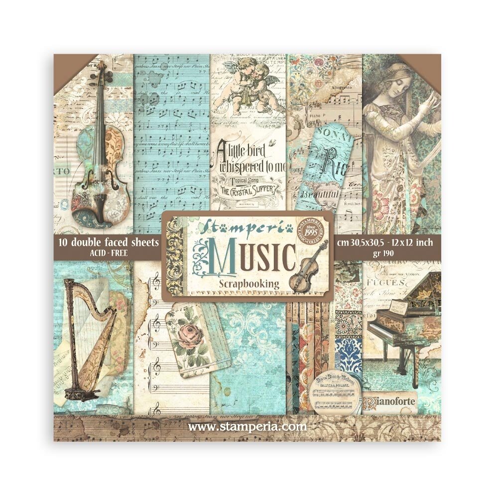 Stamperia Music 12x12 Inch Paper Pack (SBBL48) Stamperia Music 12x12 Inch Paper Pack (SBBL48)