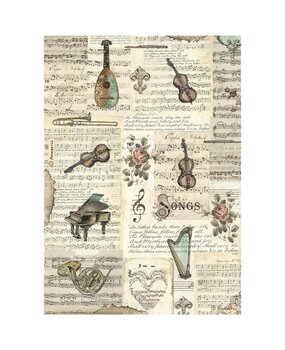 Stamperia Music A4 Rice Paper Instruments (DFSA4968)* Stamperia Music A4 Rice Paper Instruments (DFSA4968)*