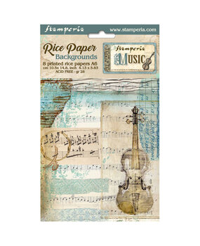 Stamperia Music A6 Rice Paper Backgrounds (DFSAK6033) Stamperia Music A6 Rice Paper Backgrounds (DFSAK6033)