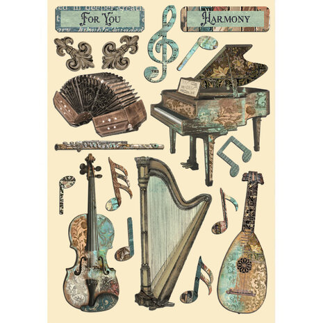 Stamperia Music Wooden Shapes A5 (KLSP175) Stamperia Music Wooden Shapes A5 (KLSP175)