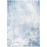 Stamperia Create Happiness Dewdrops A4 Rice Paper Blue Snowflakes (DFSA4972)