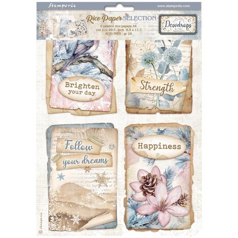 Stamperia Create Happiness Dewdrops A4 Rice Paper Selection (DFSA4XDD)