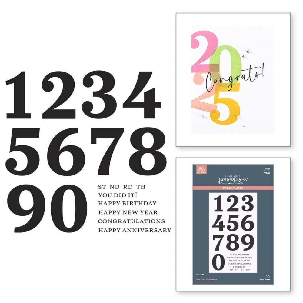 Spellbinders Color Mix Celebrations Bold Color Mix Numbers Press Plates (BP-243) Spellbinders Color Mix Celebrations Bold Color Mix Numbers Press Plates (BP-243)