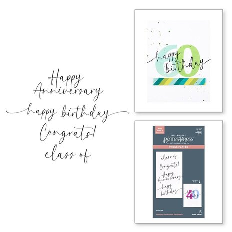 Spellbinders Color Mix Celebrations Sweeping Celebration Sentiments Press Plates (BP-267) Spellbinders Color Mix Celebrations Sweeping Celebration Sentiments Press Plates (BP-267)