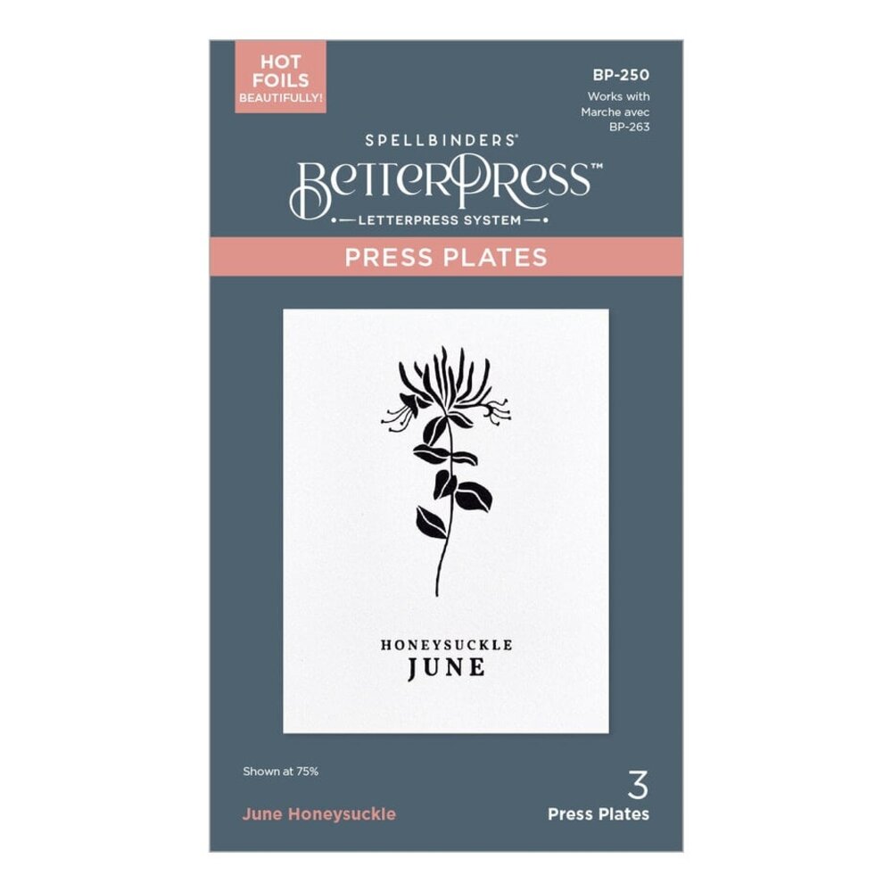 Spellbinders Florals Through the Year June Honeysuckle Press Plates (BP-250)