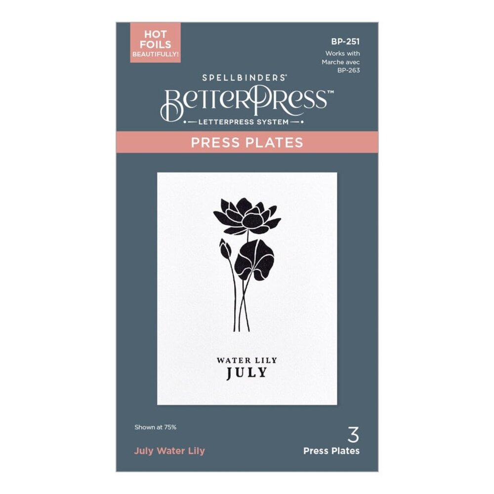 Spellbinders Florals Through the Year July Water Lily Press Plates (BP-251)