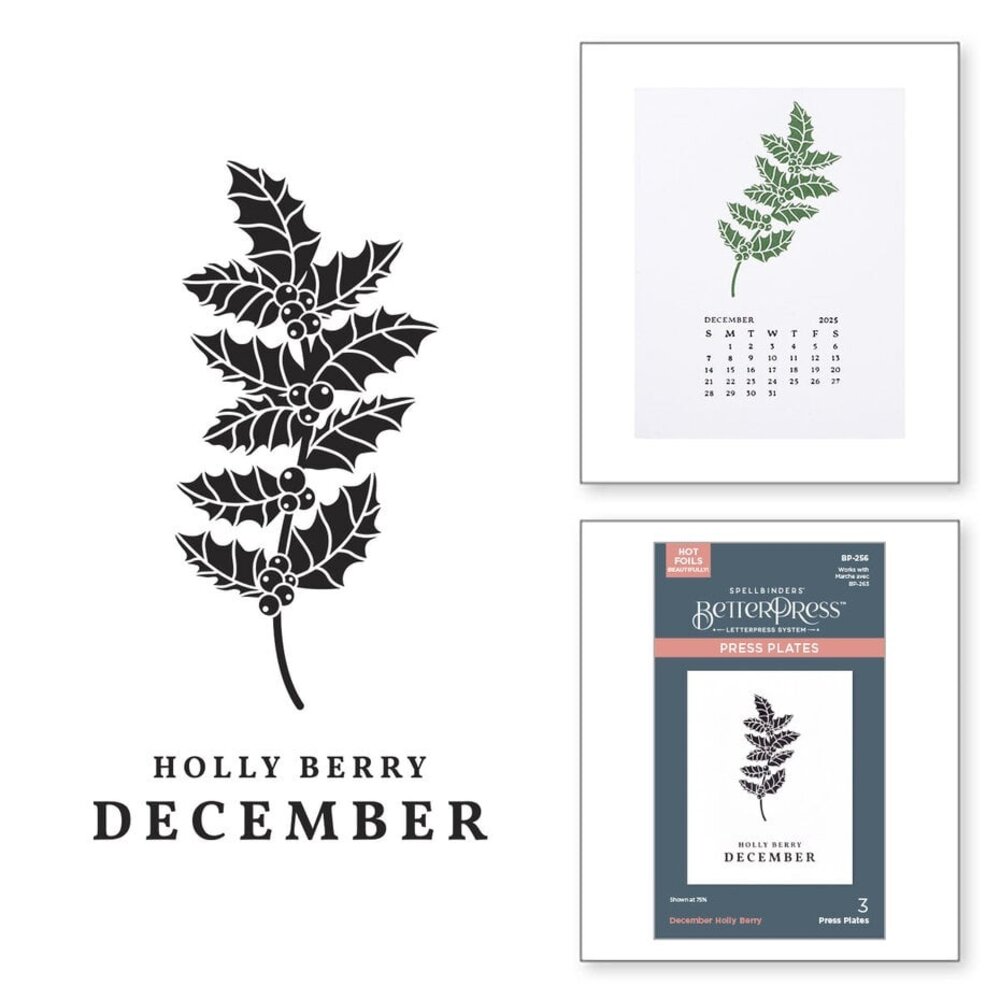 Spellbinders Florals Through the Year December Holly Berry Press Plates (BP-256) Spellbinders Florals Through the Year December Holly Berry Press Plates (BP-256)