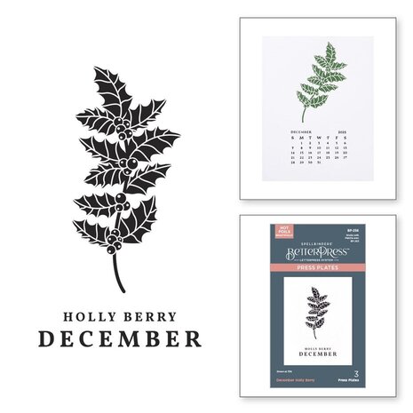 Spellbinders Florals Through the Year December Holly Berry Press Plates (BP-256) Spellbinders Florals Through the Year December Holly Berry Press Plates (BP-256)