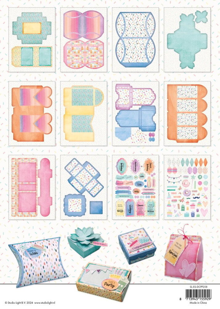 Studio Light Essentials Hip Hip Hooray Die-Cut Designer Giftboxes (SL-ES-DCPP258) Studio Light Essentials Hip Hip Hooray Die-Cut Designer Giftboxes (SL-ES-DCPP258)