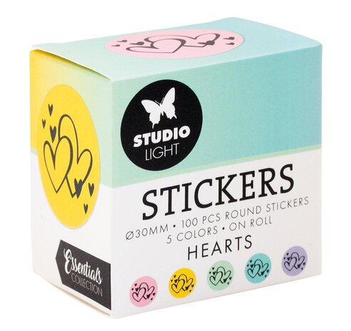 Studio Light Essentials Hearts Round Stickers on Roll (SL-ES-STIC28)