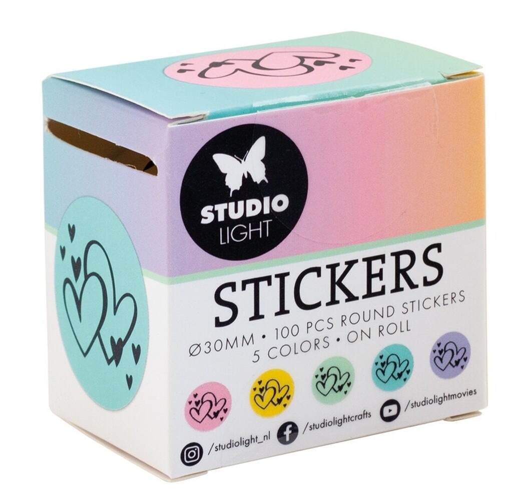 Studio Light Essentials Hearts Round Stickers on Roll (SL-ES-STIC28)