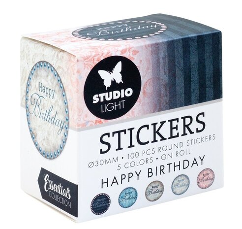Studio Light Essentials Happy Birthday Round Stickers on Roll (SL-ES-STIC30) Studio Light Essentials Happy Birthday Round Stickers on Roll (SL-ES-STIC30)