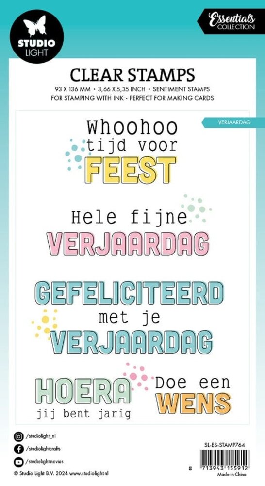 Studio Light Essentials Clear Stamps Verjaardag Teksten (SL-ES-STAMP764) Studio Light Essentials Clear Stamps Verjaardag Teksten (SL-ES-STAMP764)