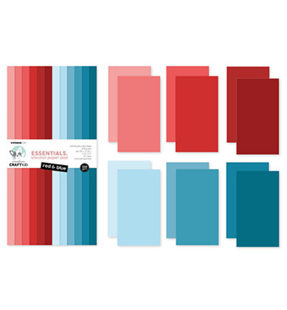 Creative Craftlab Essentials Red & Blue Slimline Unicolor Paper Pad (CCL-ES-UPP262)