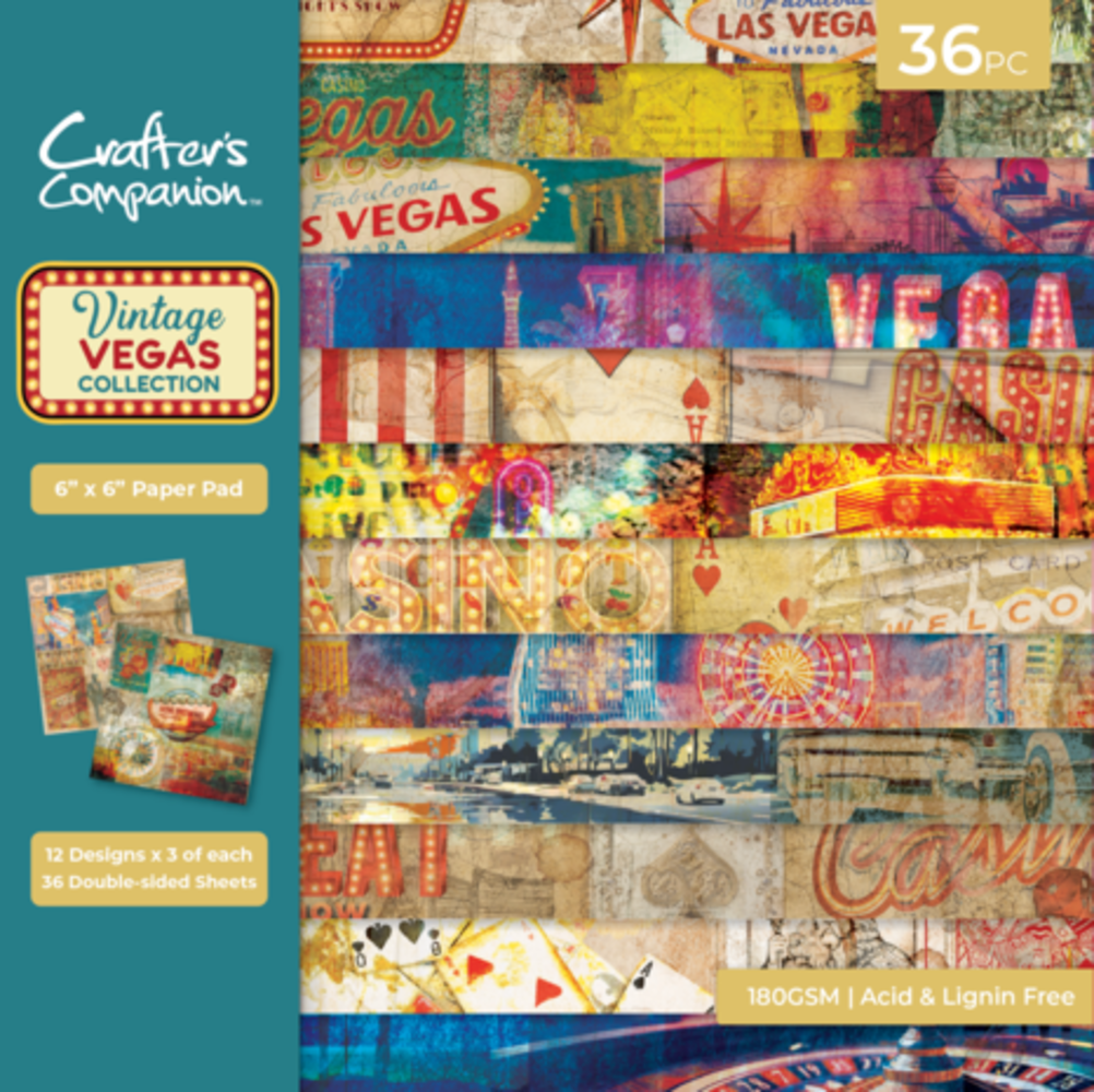 Crafter's Companion Vintage Vegas 6x6 Inch Paper Pad (VV-PAD6)