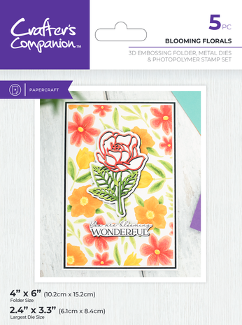 Crafter's Companion Blooming Florals 3D Embossing Folders, Dies & Stamps (CC-3DEF4-MD-STP-BLF)