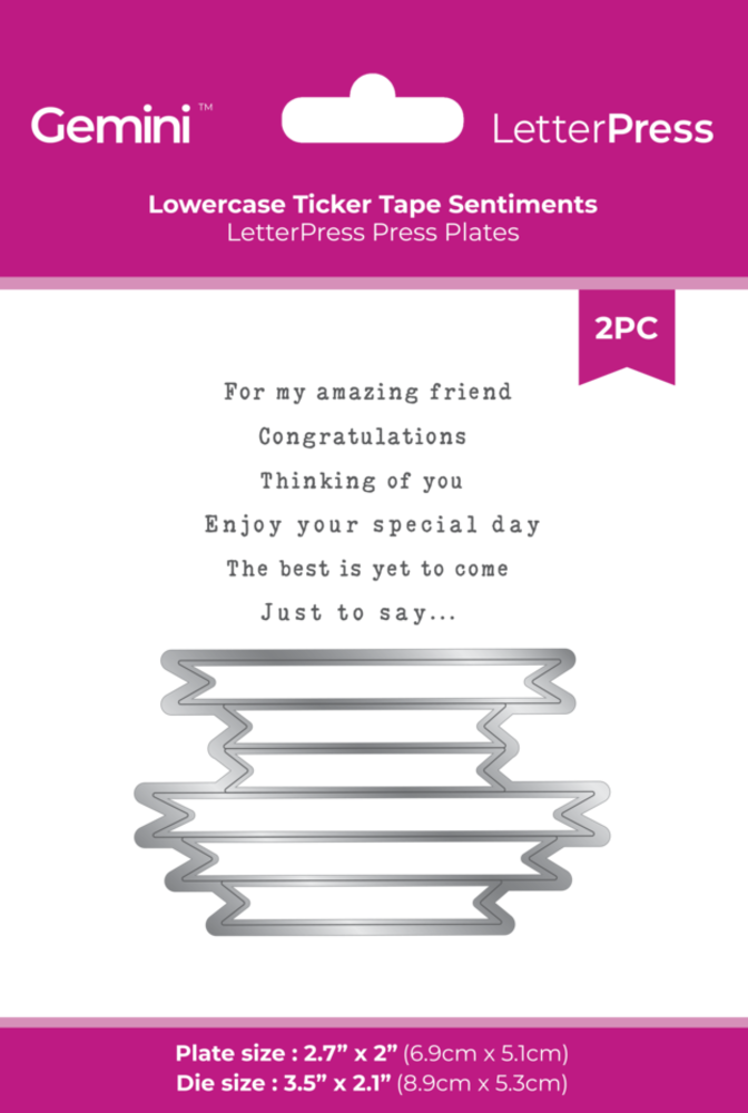 Gemini LetterPress Press Plate & Metal Die Lowercase Ticker Tape Sentiments (CC-LP-PP-LTTS) Gemini LetterPress Press Plate & Metal Die Lowercase Ticker Tape Sentiments (CC-LP-PP-LTTS)