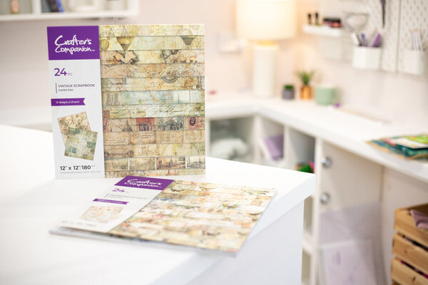 Crafter's Companion Vintage Scrapbook 12x12 Inch Paper Pad (CC-PAD12-VISC)