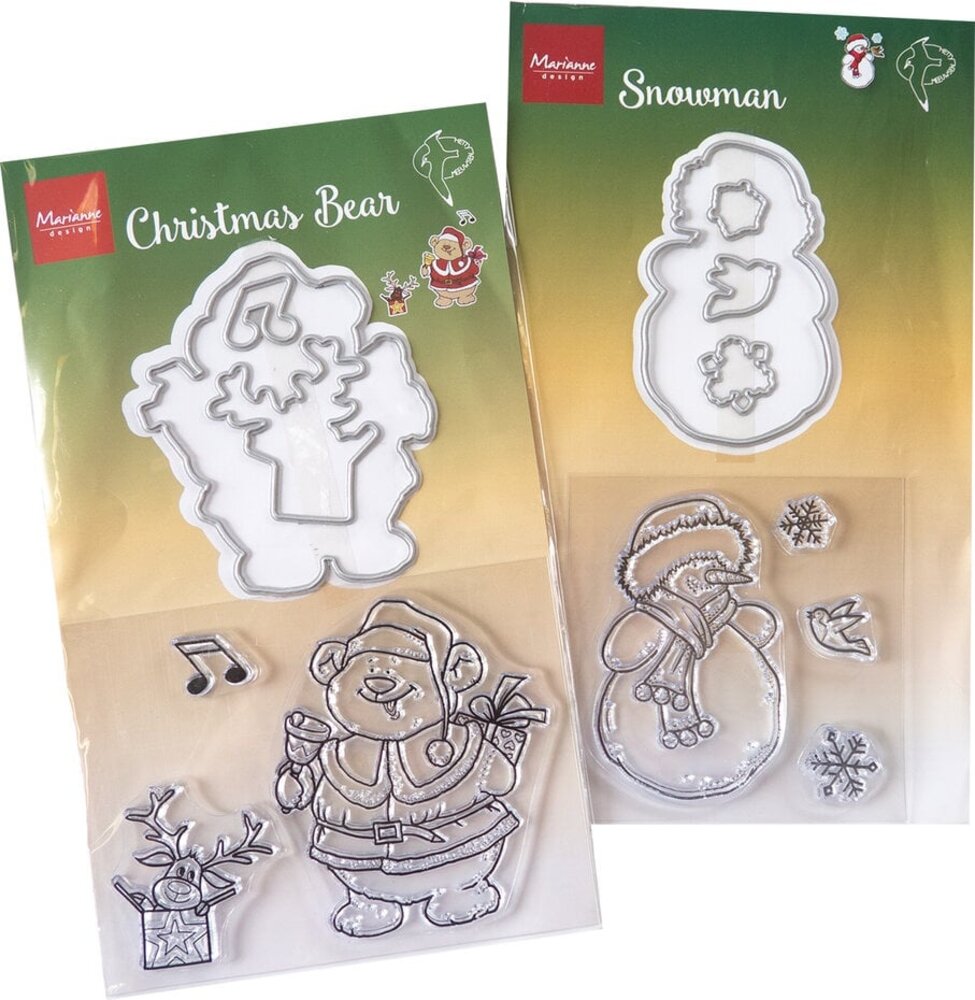 Marianne Design Stamp & Die Assorti Bear & Snowman (PA4202) Marianne Design Stamp & Die Assorti Bear & Snowman (PA4202)