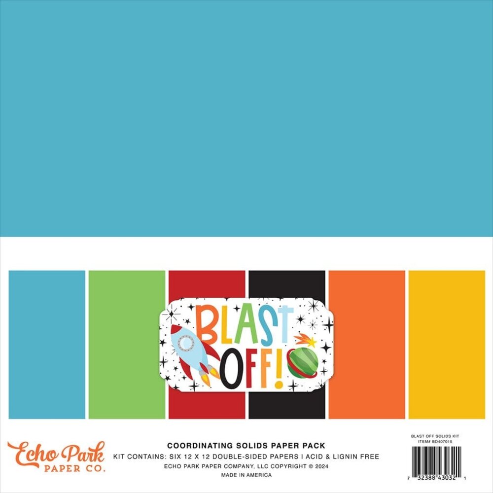 Echo Park Blast Off 12x12 Inch Coordinating Solids Paper Pack (BO407015) Echo Park Blast Off 12x12 Inch Coordinating Solids Paper Pack (BO407015)