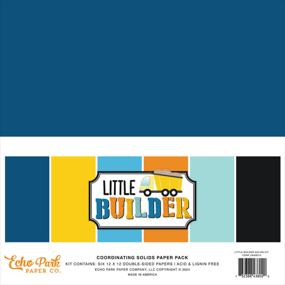 Echo Park Little Builder 12x12 Inch Coordinating Solids Paper Pack (LB408015)
