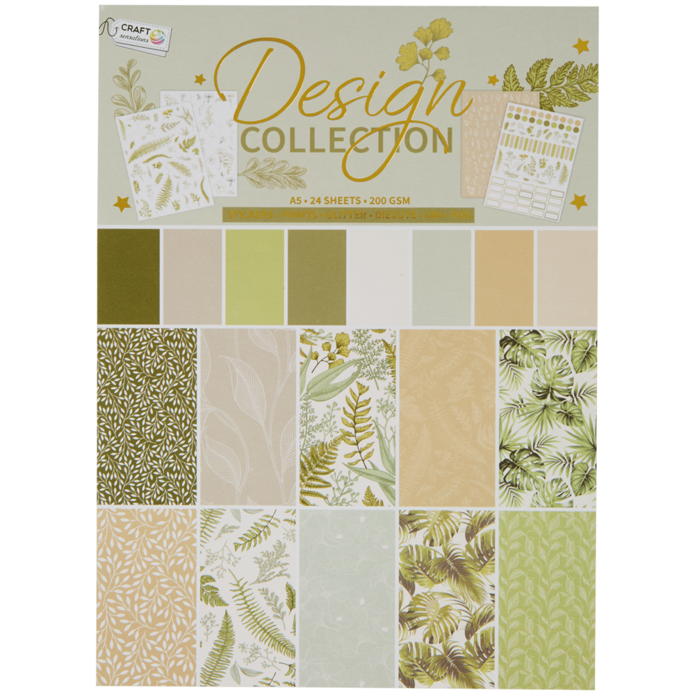 Craft Sensations Design Collection Jungle Leaves A5 Mixed Paper Block (CR9035/A)