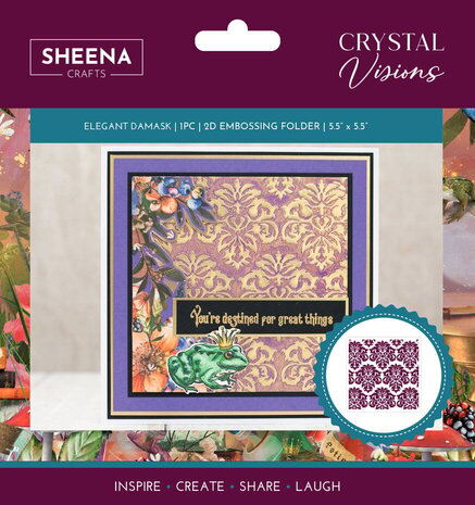 Sheena Crystal Visions 2D Embossing Folder Elegant Damask (SD-CV-EF5.5-ELDA)