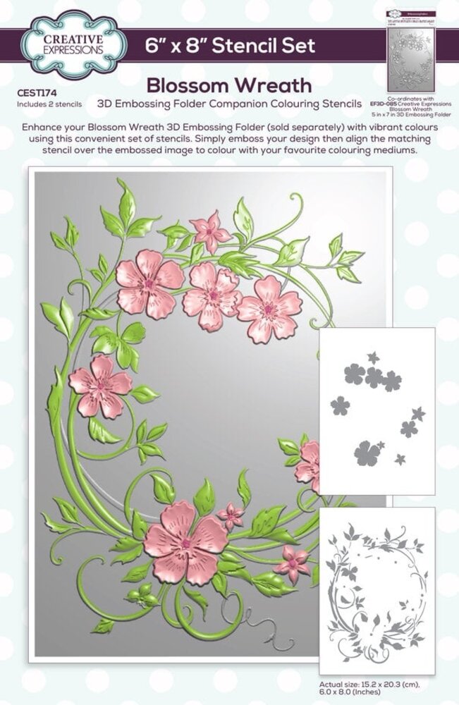 Creative Expressions Blossom Wreath Companion Colouring Stencil (CEST174) Creative Expressions Blossom Wreath Companion Colouring Stencil (CEST174)