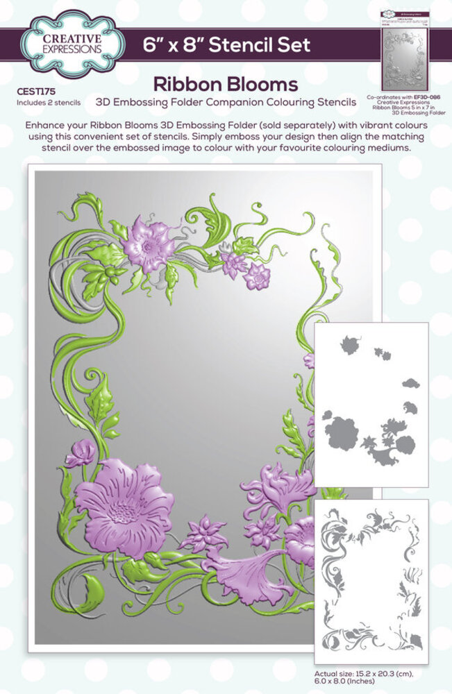 Creative Expressions Ribbon Blooms Companion Colouring Stencil (CEST175) Creative Expressions Ribbon Blooms Companion Colouring Stencil (CEST175)