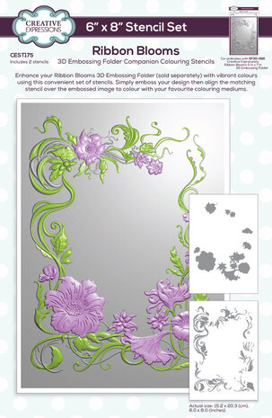 Creative Expressions Ribbon Blooms Companion Colouring Stencil (CEST175) Creative Expressions Ribbon Blooms Companion Colouring Stencil (CEST175)