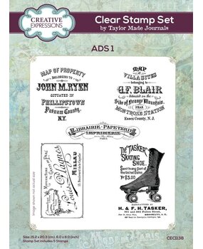 Creative Expressions Taylor Made Journals Clear Stamp A5 Ads 1 (CEC1138) Creative Expressions Taylor Made Journals Clear Stamp A5 Ads 1 (CEC1138)