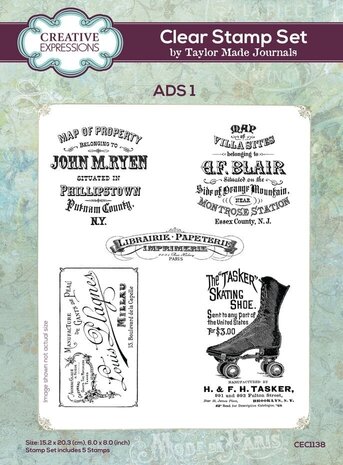 Creative Expressions Taylor Made Journals Clear Stamp A5 Ads 1 (CEC1138) Creative Expressions Taylor Made Journals Clear Stamp A5 Ads 1 (CEC1138)