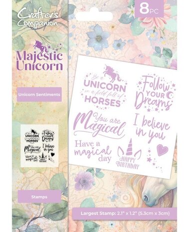 Crafter's Companion Majestic Unicorn Clear Stamps Unicorn Sentiments (MU-CA-ST-UNSE)