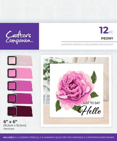 Crafter's Companion Colouring Medium Set Layering Stencils Peony (CC-STEN-IP-PEO)